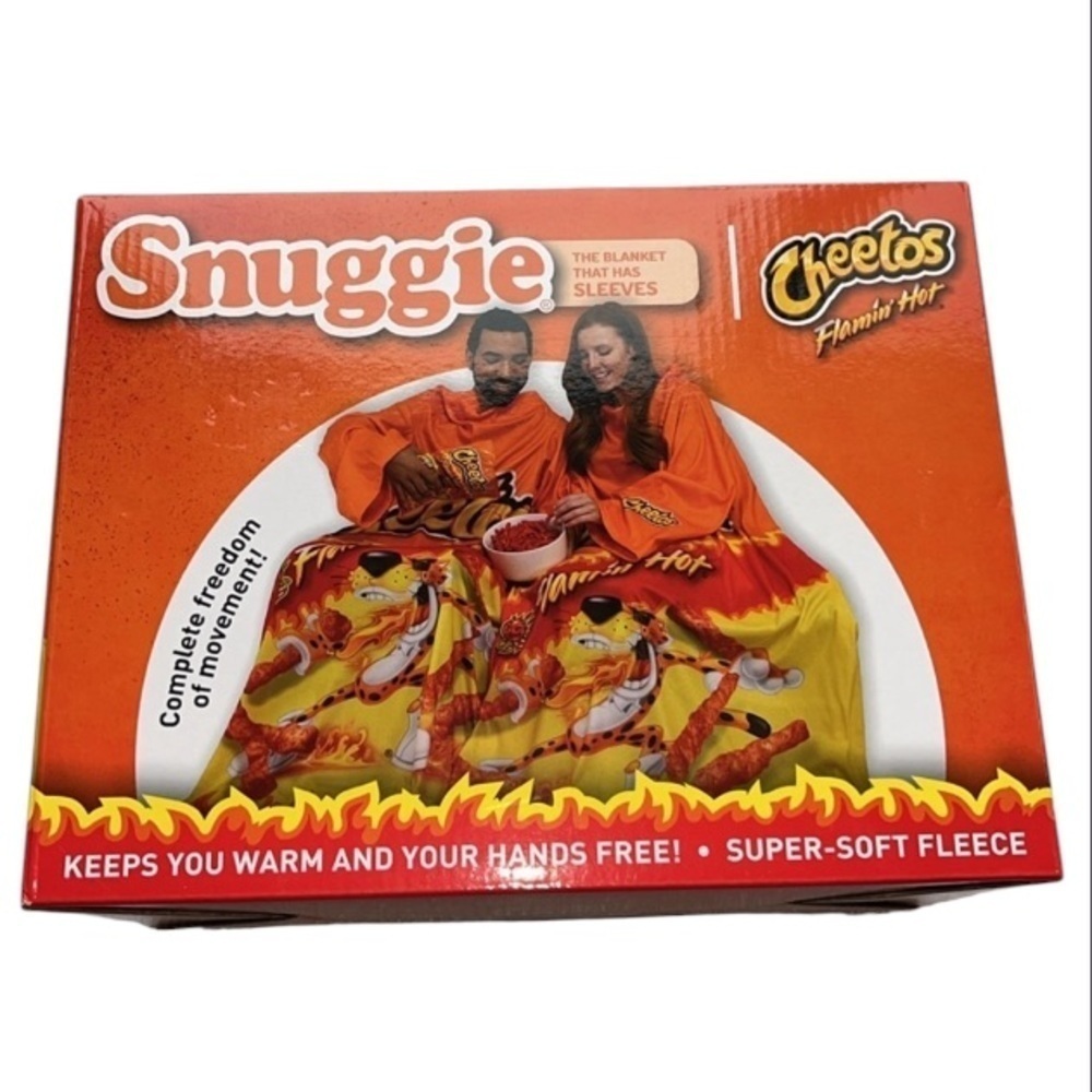 🆕 Snuggie Flamin' Hot Cheetos Super Soft Fleece Blanket With Sleeves Red Orange